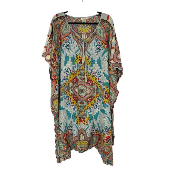 Johnny Was Dandridge Poncho Caftan Silk Dress Size Large. - Picture 1 of 7